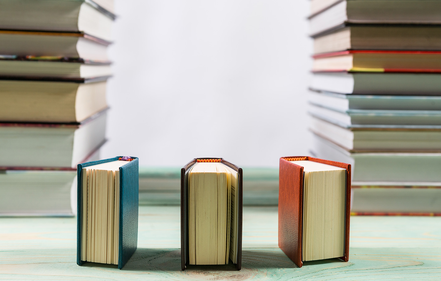Baustoff-Lexikon von Ihrem Fachmann Schön Holzhandel aus Regensburg zwei Bücherstapel mit drei Büchern in der Mitta platziert